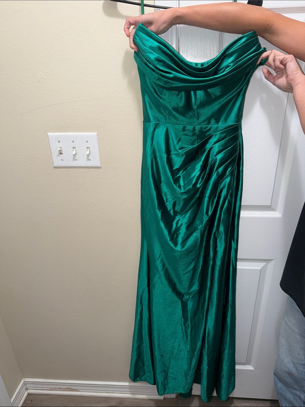 Emerald Satin Cowl Neck Slip Dress